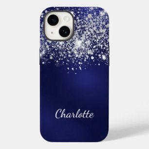 Blue Silver glitter-naamscript Case-Mate iPhone 14 Hoesje