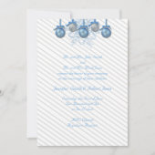 Blue Silver Glitter Ornaments Wedding Invitation Kaart (Voorkant)
