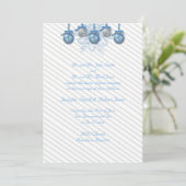 Blue Silver Glitter Ornaments Wedding Invitation Kaart (Staand voorkant)
