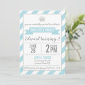 Blue Silver Glitter Prince Birthday Uitnodiging (Staand voorkant)