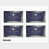 Blue Silver Glitter Product Label Logo Rhinestones (Vel)