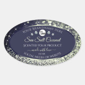 Blue Silver Glitter Product Label Logo Rhinestones (Voorkant)