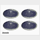 Blue Silver Glitter Product Label Logo Rhinestones (Vel)