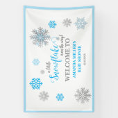 Blue Silver Glittery Snowflake Winter Baby Shower Spandoek (Verticaal)