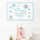 Blue Silver Glittery Snowflake Winter Baby Shower Spandoek (Insitu)