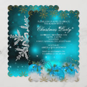 Blue Silver & Gold Holly Baubles kerstfeest 2 Kaart (Voorkant / Achterkant)