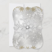 Blue Silver & Gold Holly Baubles kerstparty Kaart (Achterkant)