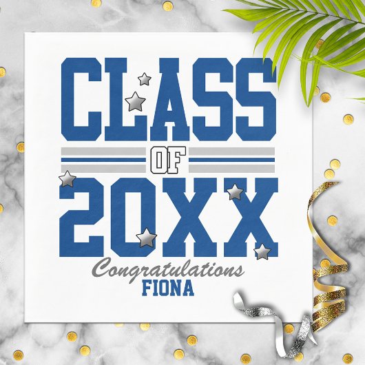 Blue|Silver Graduing Class Year Servet