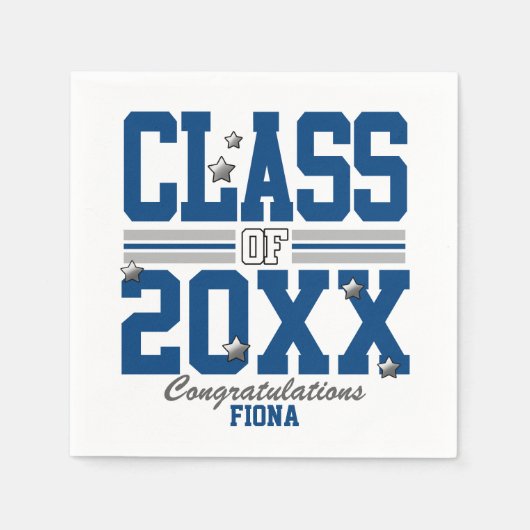Blue|Silver Graduing Class Year Servet (Voorkant)