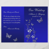 Blue, Silver Grey Butterfly Floral Wedding Program (Voorkant)