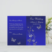 Blue, Silver Grey Butterfly Floral Wedding Program (Staand voorkant)