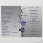 Blue, Silver Grey Butterfly Floral Wedding Program (Achterkant)