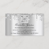 Blue Silver Grey Glitter Drip Logo Event Planner Visitekaartje (Achterkant)