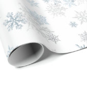 Blue Silver Grey Snowflake Wonderland Cadeaupapier (Rol Hoek)