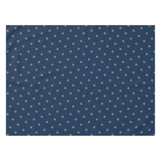 Blue Silver Grey Stars Pattern Festive Elegant Tafelkleed (Voorkant (Horizontaal))