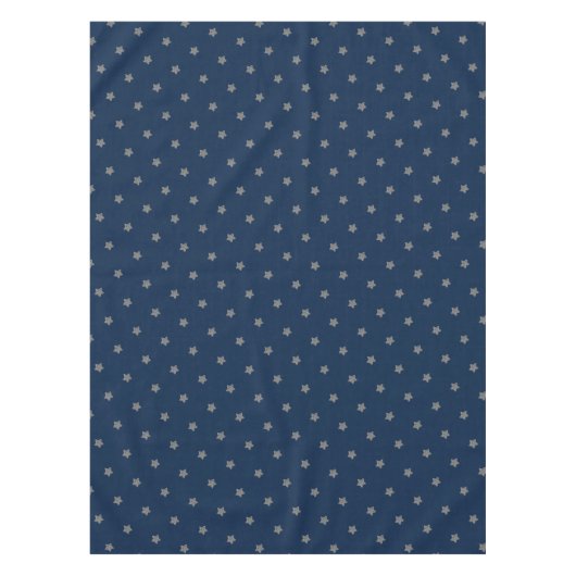 Blue Silver Grey Stars Pattern Festive Elegant Tafelkleed (Voorkant)
