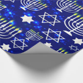 Blue & Silver Hanukkah Menorah Cadeaupapier (Hoek)