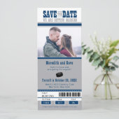 Blue Silver Hockey Ticket Weddenschap Save the Dat Save The Date (Staand voorkant)