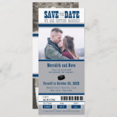 Blue Silver Hockey Ticket Weddenschap Save the Dat Save The Date (Voorkant / Achterkant)