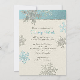 Blue Silver Ivory Snowflake Winter Vrijgezellenfee Kaart