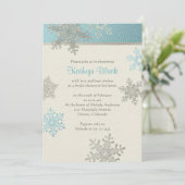 Blue Silver Ivory Snowflake Winter Vrijgezellenfee Kaart (Staand voorkant)