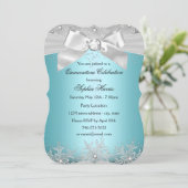 Blue Silver Jewel Bow Snowflake Quinceanera Kaart (Staand voorkant)