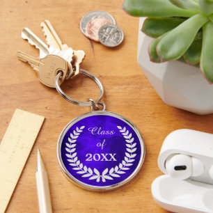 Blue Silver Laurel Wreath Afstuderen Sleutelhanger