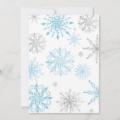 Blue Silver Little Snowflake Boy baby shower Kaart (Achterkant)