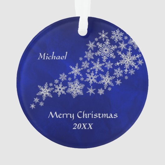 Blue Silver Male Tennis Player Ornament (achterkant)