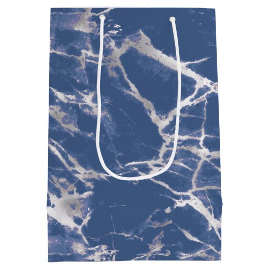 Blue Silver Marble Medium Cadeauzakje (Achterkant)