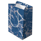 Blue Silver Marble Medium Cadeauzakje (Achterkant Gekanteld)