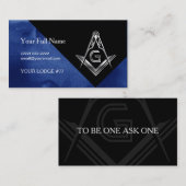 Blue Silver Masonic Visitekaartjes, Square Compass Visitekaartje (Voorkant / Achterkant)