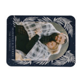 Blue Silver Merry Arch Botanical Photo Holiday Magneet (Horizontaal)