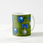 Blue Silver Merry Christmas Ornament Holiday Koffiemok (Voorkant rechts)
