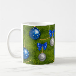 Blue Silver Merry Christmas Ornament Holiday Koffiemok