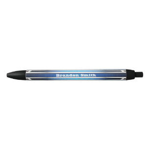Blue Silver Metal Textured Ink Pen