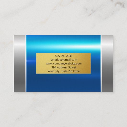 Blue Silver Metallic | Goud Bord Visitekaartje (Achterkant)