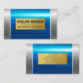 Blue Silver Metallic | Goud Bord Visitekaartje (Voorkant / Achterkant)