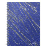 Blue & Silver Modern Glam Marble Stripe Designer Notitieboek (Voorkant)