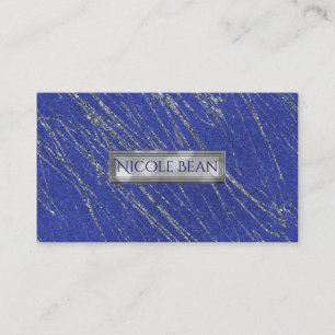 Blue & Silver Modern Glam Marble Stripe Designer Visitekaartje