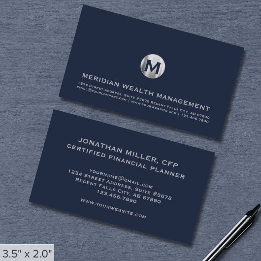 Blue Silver Monogram Financieel Visitekaartje