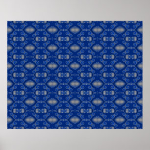 Blue Silver Mosaic Poster