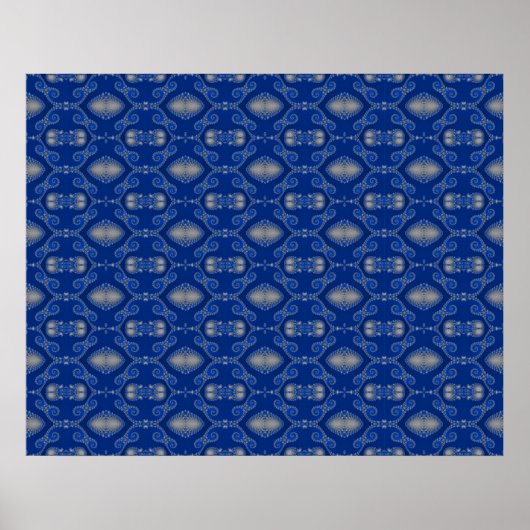 Blue Silver Mosaic Poster (Voorkant)