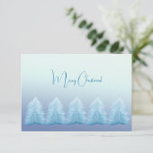 Blue Silver Nordic Merry Kerstmis Bedankkaart (Staand voorkant)