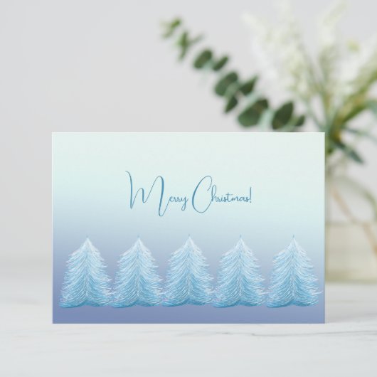 Blue Silver Nordic Merry Kerstmis Bedankkaart (Staand voorkant)