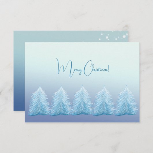 Blue Silver Nordic Merry Kerstmis Bedankkaart (Voorkant / Achterkant)