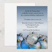 Blue Silver Ornaments Holiday Uitnodiging (Voorkant / Achterkant)