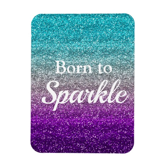Blue Silver Paars Glitter Born to Sparkle Luxury Magneet (Verticaal)