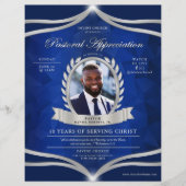 Blue Silver Pastor Appreciation Church Service Flyer (Voorkant)
