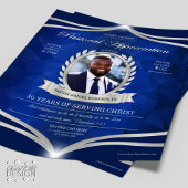 Blue Silver Pastor Appreciation Church Service Flyer